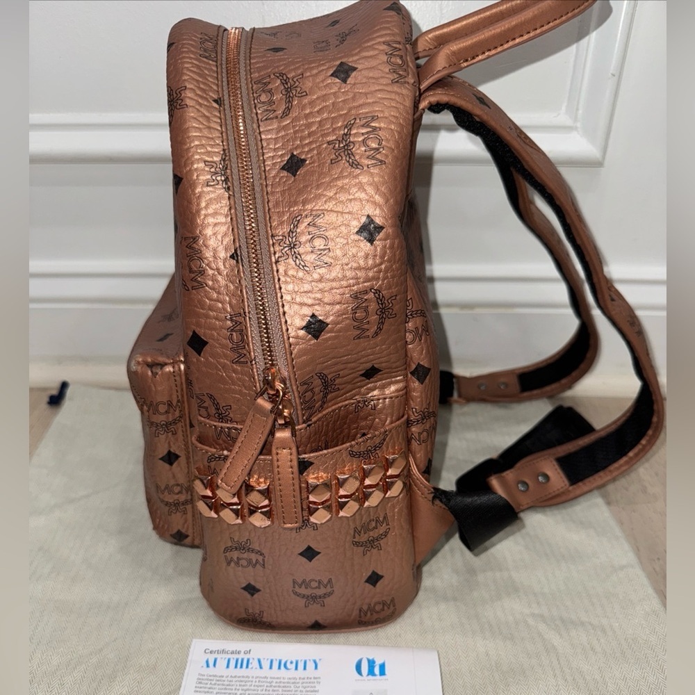 MCM Viestos Small Limited Edition Metallic Rose Studded Backpack $1080 - Picture 3 of 14